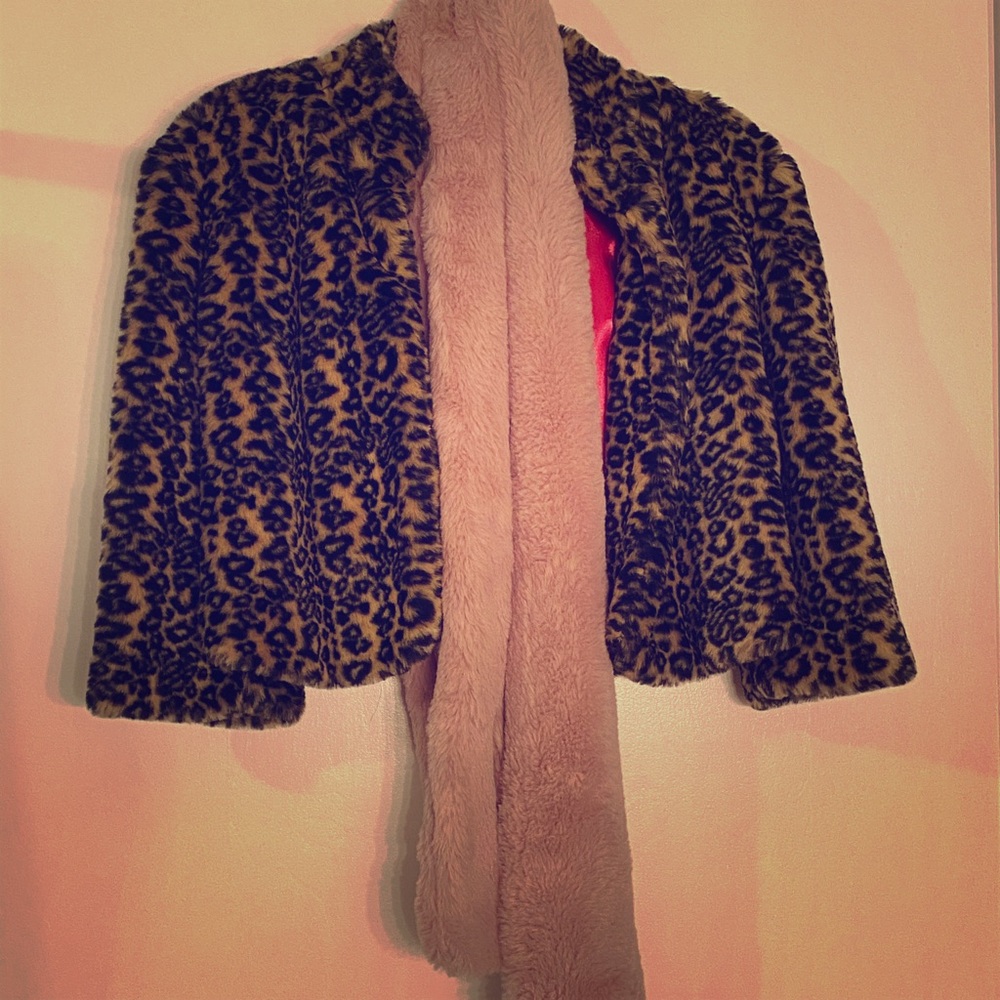 Cute furry leopard dress and pink scarf